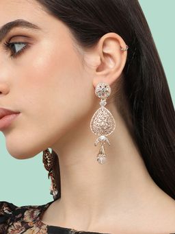 Sohi - Gold Plated Designer Stone Party Drop Earring For Women