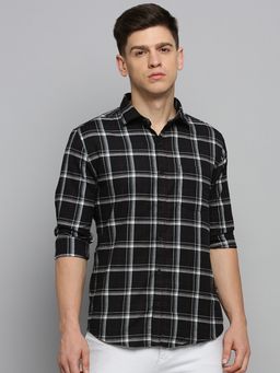 SHOWOFFFF - Mens Spread Collar Checked Black Classic Shirt