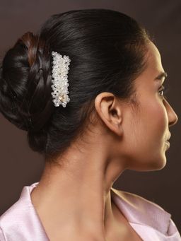 Aatmana - Gold Plated & White Embellished Hair Comb Pins