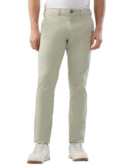 ColorPlus - Slim Fit Medium Green Cotton Blend Casual Trouser