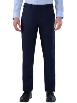 Park Avenue - Slim Fit Dark Blue Polyester Viscose Blend Formal Trouser