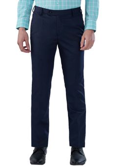 Park Avenue - Slim Fit Dark Blue Polyester Viscose Blend Formal Trouser