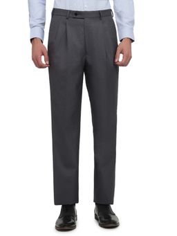 Park Avenue - Comfort Fit Dark Grey Polyester Blend Formal Trouser