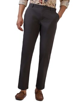 Raymond - Slim Fit Dark Grey Cotton Blend Casual Trouser