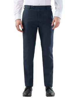 Raymond - Slim Fit Checkered Dark Blue Trouser