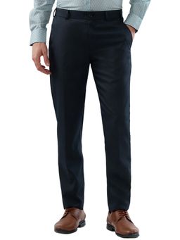 Raymond - Slim Fit Self Design Dark Blue Trouser