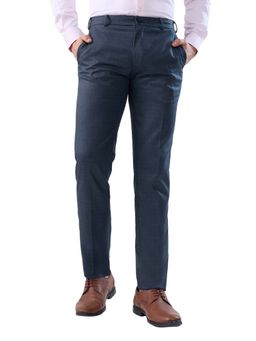 Raymond - Slim Fit Textured Dark Blue Trouser