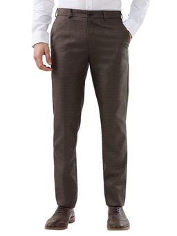 Raymond - Slim Fit Textured Dark Brown Trouser