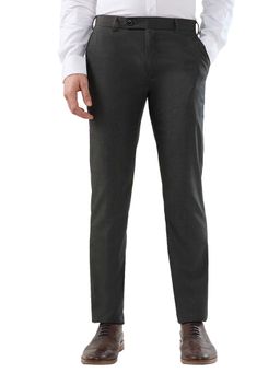 Raymond - Slim Fit Dark Grey Polyester Viscose Blend Formal Trouser