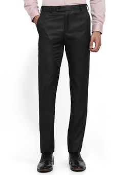 Raymond - Slim Fit Dark Blue Polyester Viscose Blend Formal Trouser