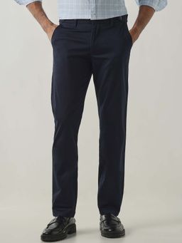Reid & Taylor - Navy Blue Formal Solid Chinos