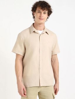 Calvin Klein - Beige Solid Regular Fit Cotton Shirt