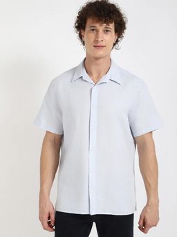 Calvin Klein - Blue Solid Regular Fit Cotton Shirt
