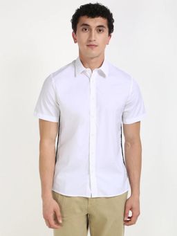 Calvin Klein - White Solid Regular Fit Poplin Woven Shirt