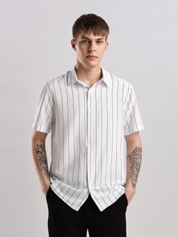 Calvin Klein - White Striped Regular Fit Cotton Shirt