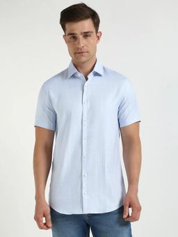 Calvin Klein - Blue Striped Regular Fit Dobby Woven Shirt