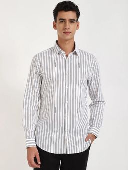 Calvin Klein - White Striped Slim Fit Cotton Shirt