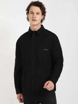 Calvin Klein - Black Solid Relaxed Fit Cotton Shirt