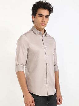 Calvin Klein - Brown Solid Slim Fit Cotton Shirt