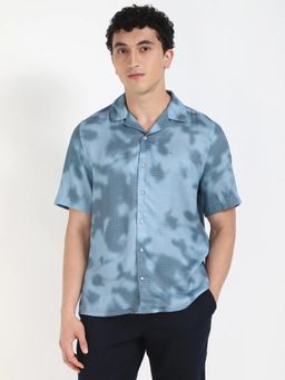 Calvin Klein - Blue Printed Regular Fit Poplin Woven Shirt