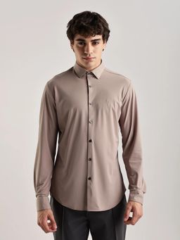 Calvin Klein - Beige Solid Slim Fit Woven Shirt