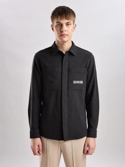 Calvin Klein - Black Striped Regular Fit Dobby Woven Shirt