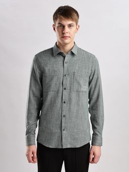 Calvin Klein - Grey Textured Slim Fit Dobby Woven Shirt