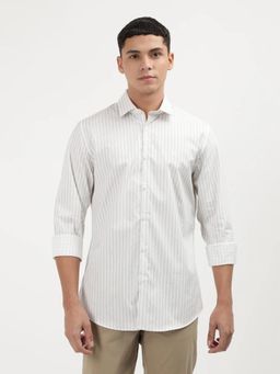 Calvin Klein - White Striped Slim Fit Cotton Shirt