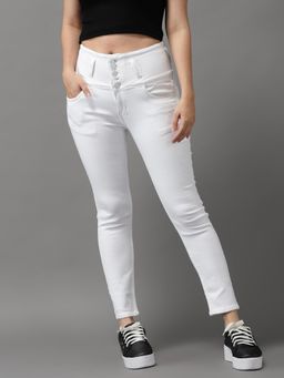 SHOWOFFFF - Womens Clean Look White Slim Fit Jeans
