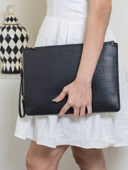 Misfit Panda - Black Reptile Pattern Portfolio Clutch