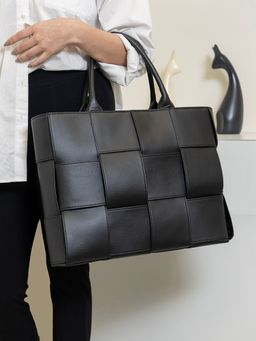 Misfit Panda - Essential Weave Black Tote Bag
