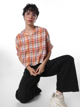 ONLY - Women's Checked Boxy Multicolor Shirt