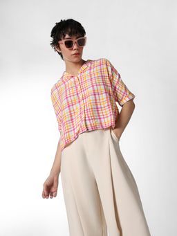 ONLY - Women's Checked Boxy Multicolor Shirt