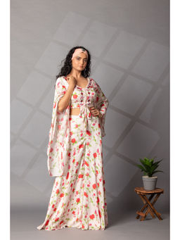 Zari Jaipur - Cream Crop Top with Palazzos (Set of 2)