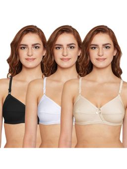 Bodycare - Full Coverage, Non Padded Bra in Solid Color in Pack of 3-6824 - Multi-Color