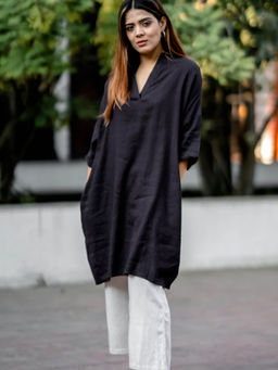 Saltpetre - Women Coffee Drop Shoulder Dress with Cream Wide Leg Pant 2 Piece Set (Set of 2)