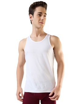 Park Avenue - Men White Solid Round Neck Sleeveless Pure Cotton Vest