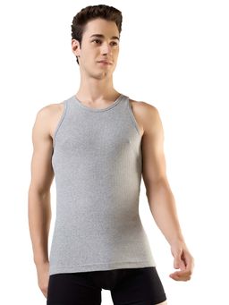 Park Avenue - Men Grey Solid Round Neck Sleeveless Pure Cotton Vest