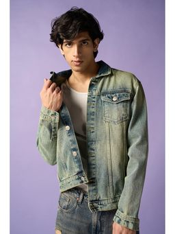FREAKINS - Retro Vibe Tie-Dye Men's Denim Trucker Jacket