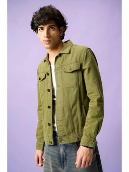 FREAKINS - Wildwood Olive Men's Denim Trucker Jacket