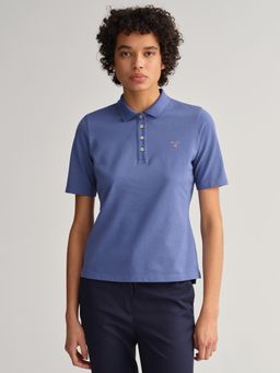 GANT - Women Solid Blue Polo T-Shirt
