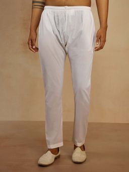 Vastramay - Men White Solid Cambric Pyjama