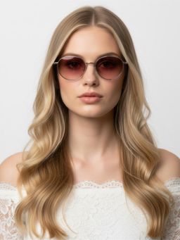 HASHTAG EYEWEAR - UV Protected & Polarized Orange Oval Sunglass for Women (52)