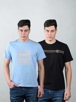 Louis Stitch - Men Pure Cotton Printed Regular Fit T-Shirt (Pack of 2)