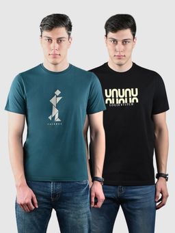 Louis Stitch - Men Pure Cotton Printed Regular Fit T-Shirt (Pack of 2)