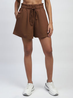 Global Republic - Brown Solid Loose Fit Shorts