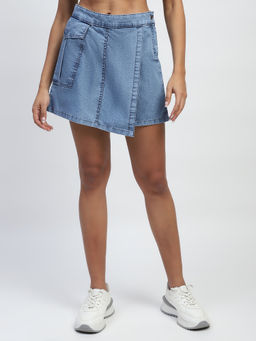 Global Republic - Blue Solid Relaxed Fit Skorts
