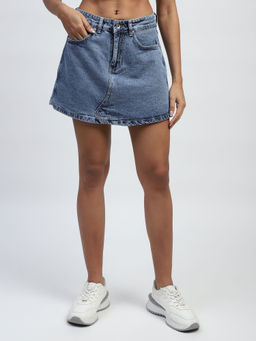 Global Republic - Blue Solid Relaxed Fit Skorts