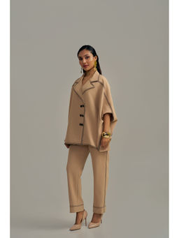 Neeti and Mudita - Beige Solid Oversized Fit Shirt