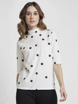 Spykar - White Polka Dots Regular Fit Top
